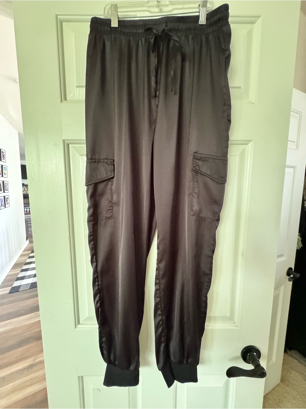 Women’s Black Cargo Jogger Pants - Drawstring Waist